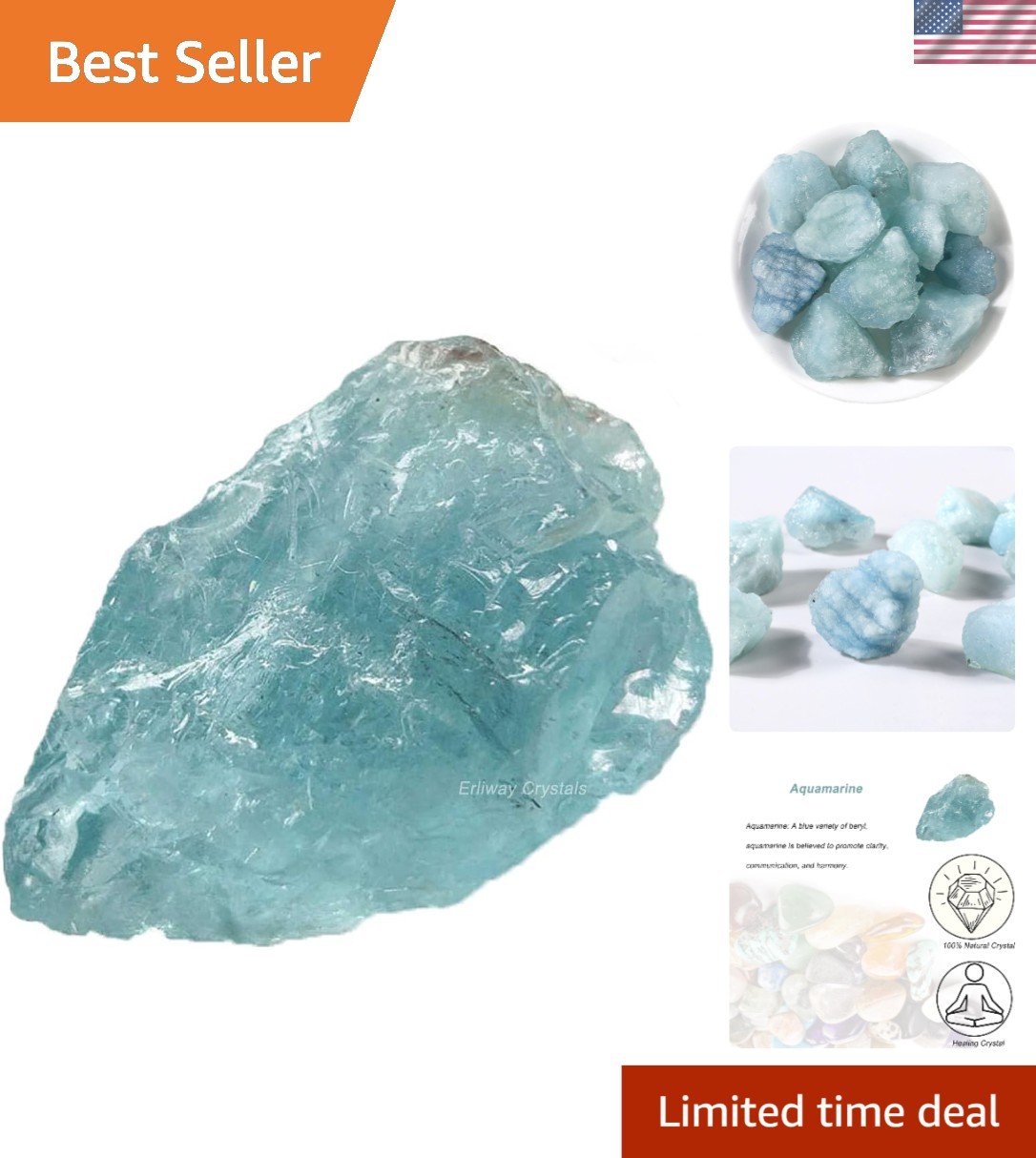 Unique Raw Aquamarine Crystals (1.25-2.0 Inch) for Home Decor & Chakra Balancing