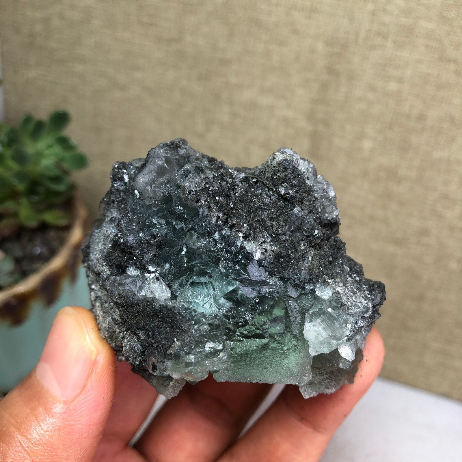 125g NATURAL Green Cubic FLUORITE Crystal Cluster Mineral Specimen A4732