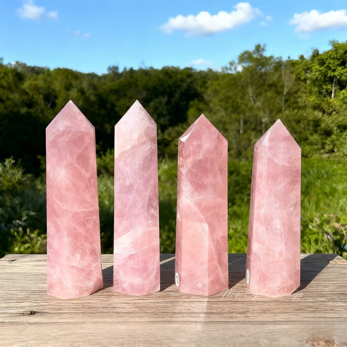 Natural Rose Quartz Tower Point Wand Obelisk Healing Stone Mineral Home Decor