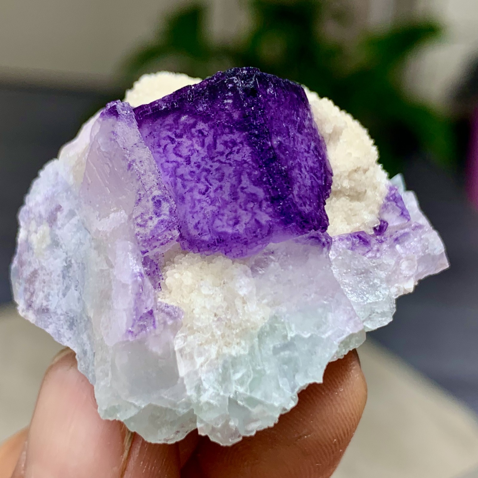 38G Natural Purple “QR Code”Fluorite Cluster Crystal Mineral Specimen/Guizhou