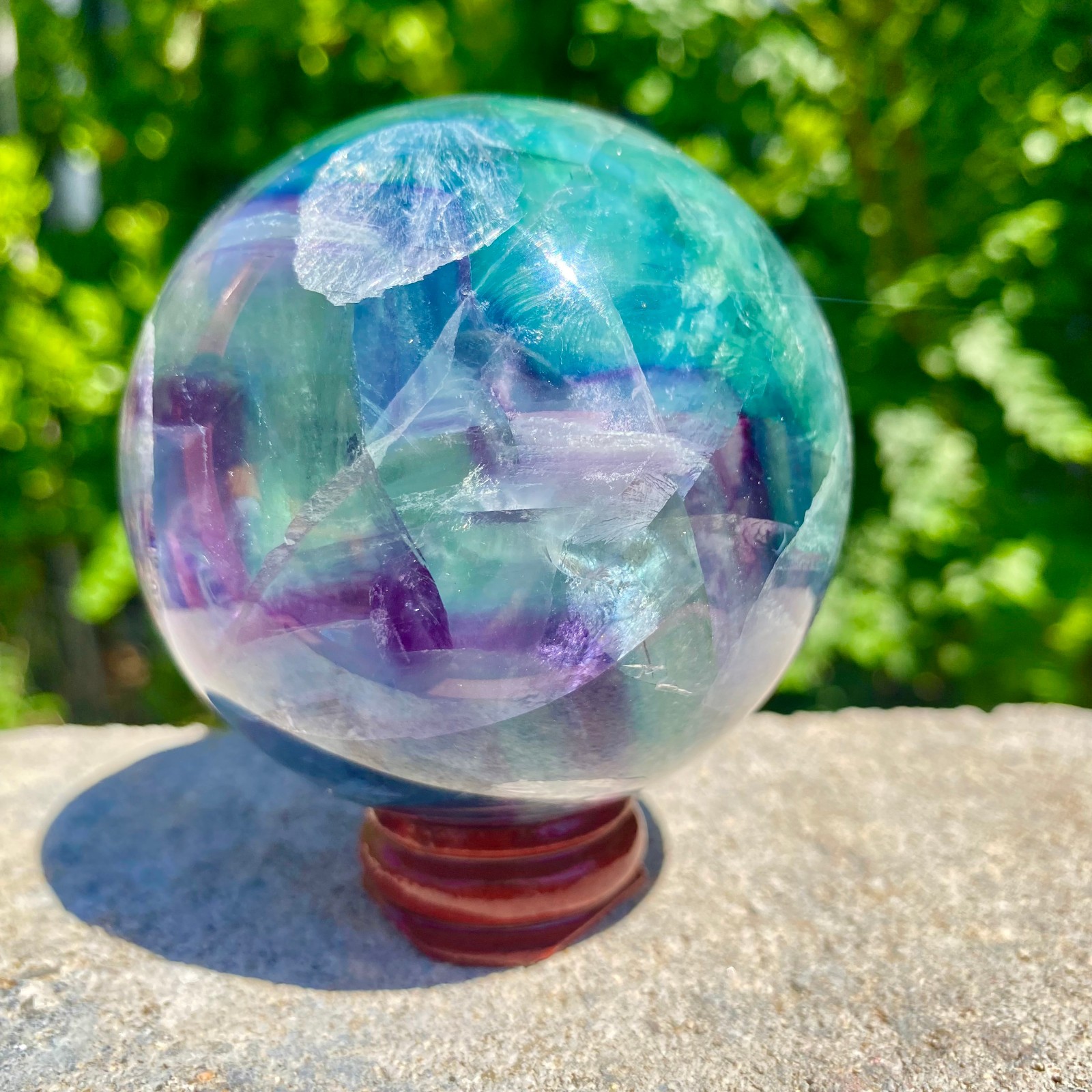 1.24LB natural Green fluorite ball quartz crystal Sphere Reiki energy healing