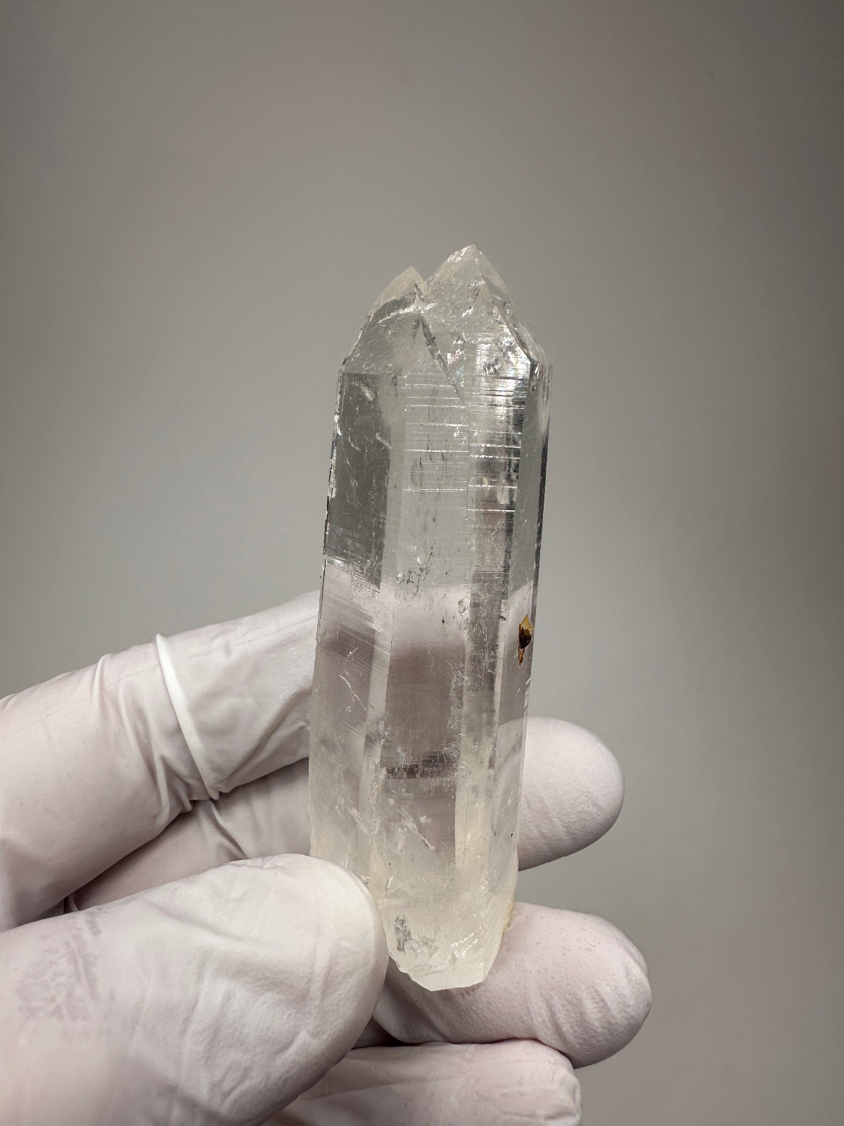 Optical Clear Colombian Lemurian Quartz Crystal Tantric Twin Point