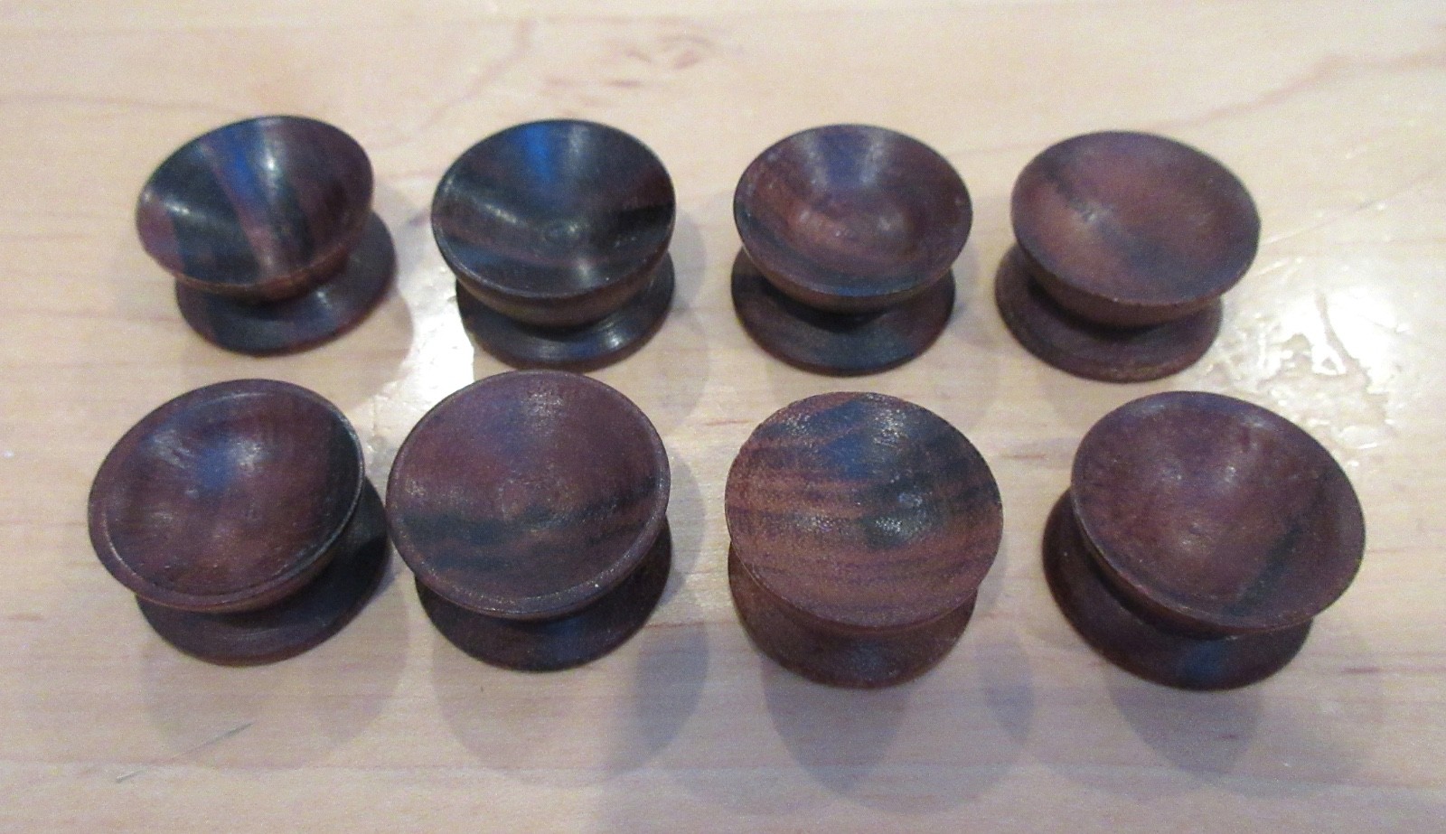 30 PIECE LOT HANDMADE CARVED WOOD DISPLAY STANDS CUPS FOR MARBLES SPHERES EGGS!