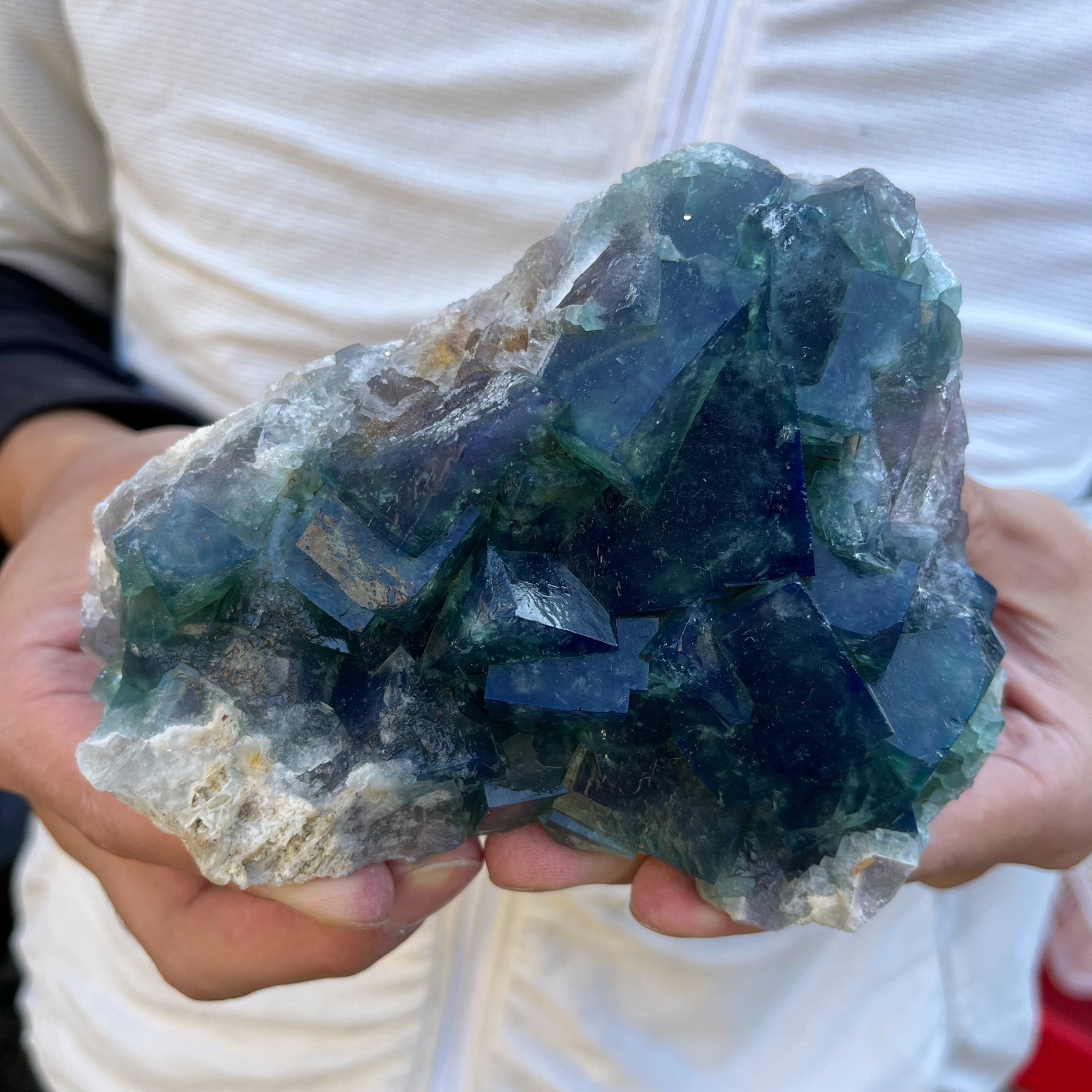 2.2lb Natural cubic green fluorite crystal cluster rough mineral specimen