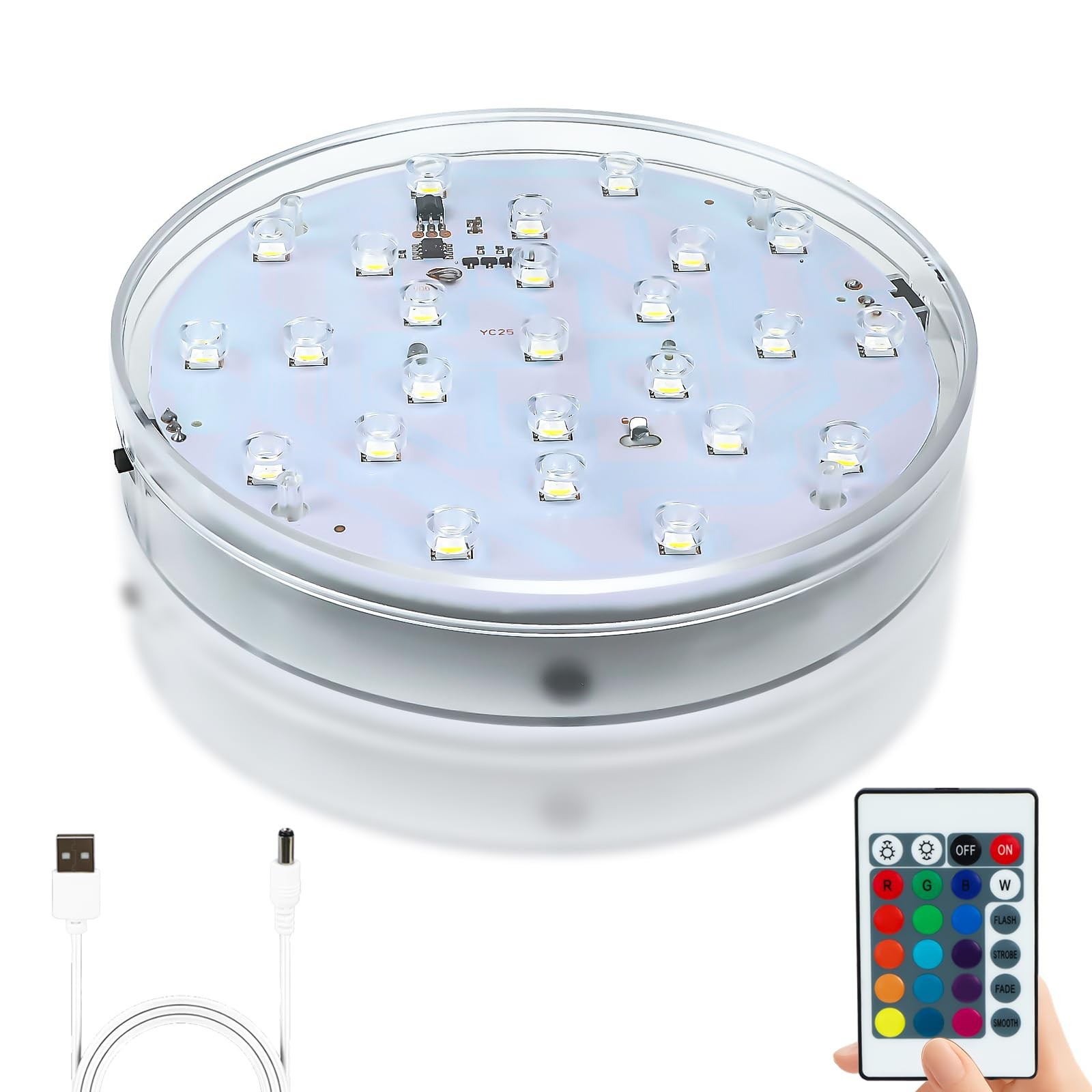 LED Lights Base – 6 inch Round Lights Display Stand for Effiel Tower Vase Cry…