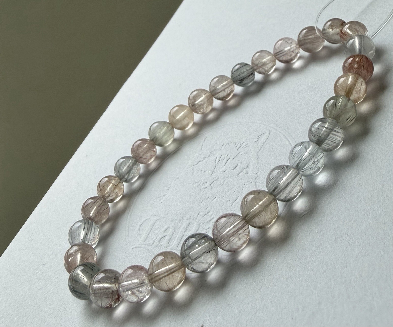 Natural Pastel Transparent Rabbit Hair Quartz Bracelet | Soft Needle Rutile 6mm