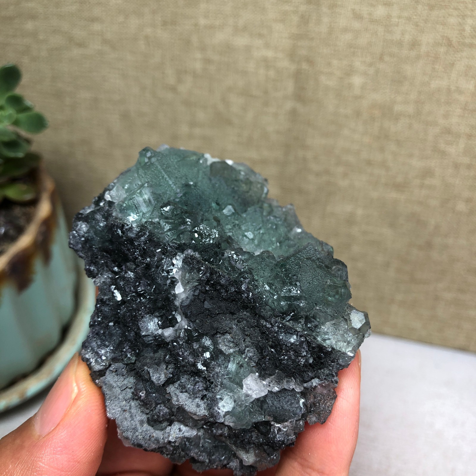 105g NATURAL Green Cubic FLUORITE Crystal Cluster Mineral Specimen A4731