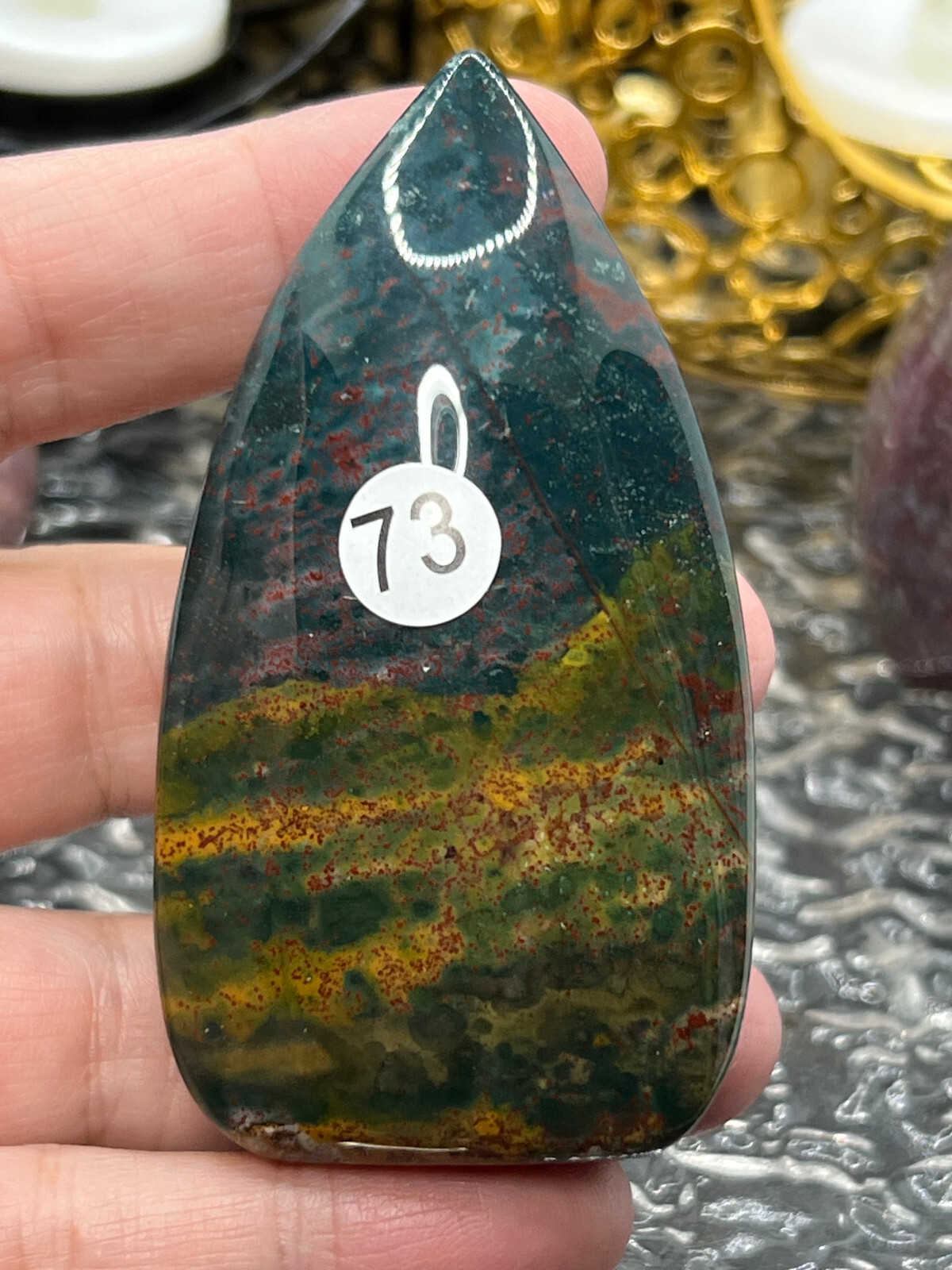 Natural Colorful Ocean Jasper freeform Flame Tear HQ High Polish L@@K Free ship