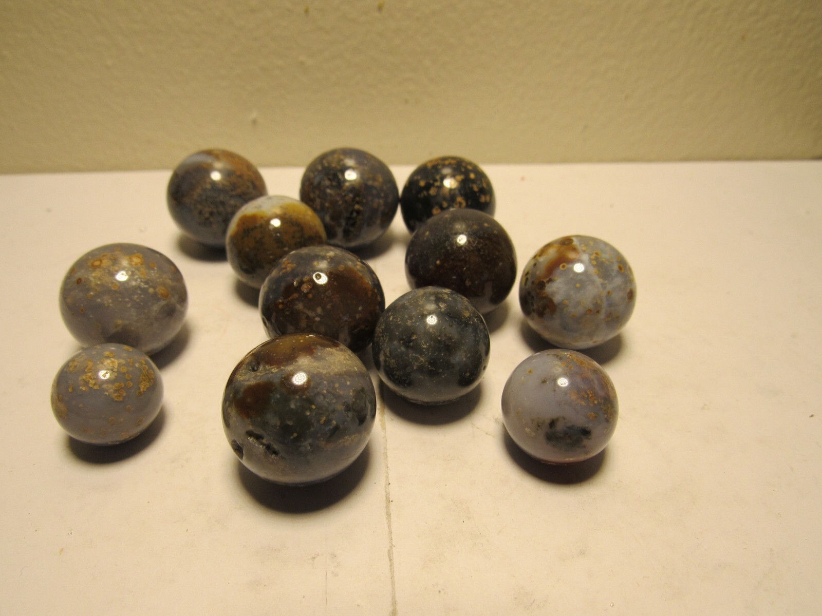 Lot of 12 Ocean Jasper Mini Sphere Ball , Marble Size! ! 14mm to 21mm