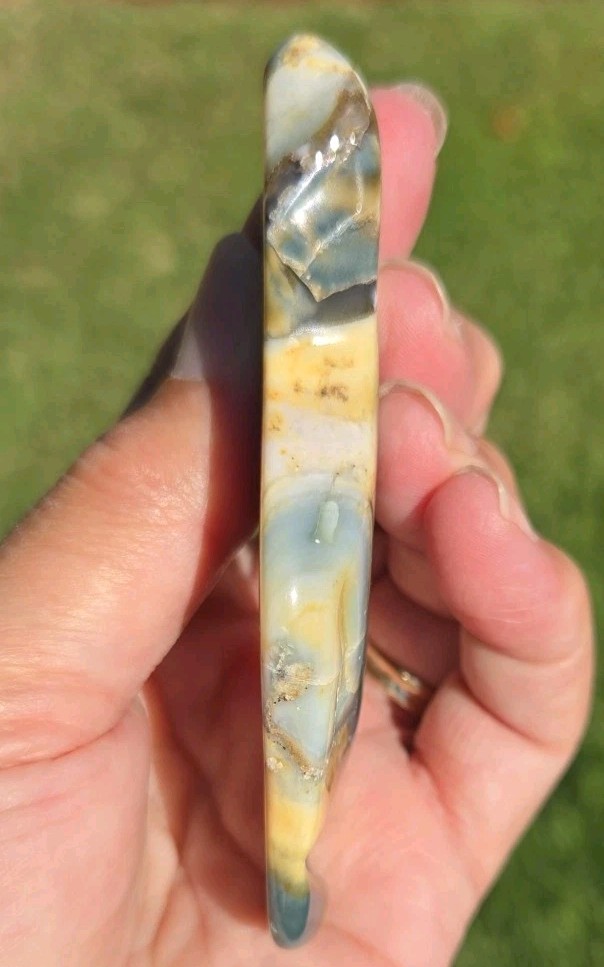 Polished Jasper Green Freeform Pieces 1 – 3.5 x 1.25 x 3/16″ 2 – 3 x 1.5 x 3/4″