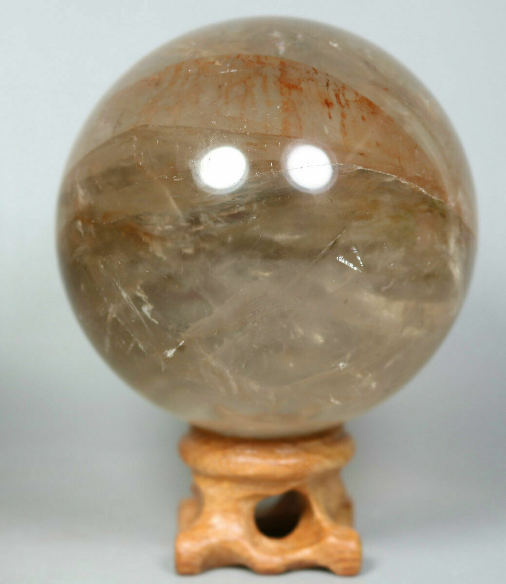0.95lb Natural RED FIRE QUARTZ Hematoid Crystal PHANTOM MULTI-INCLUSIONS Sphere