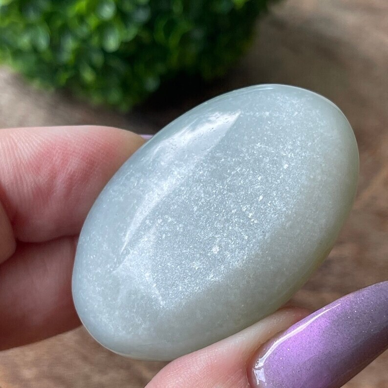 Silky Green Moonstone Palmstone Pocket Crystal – No.17 Rare Crystals