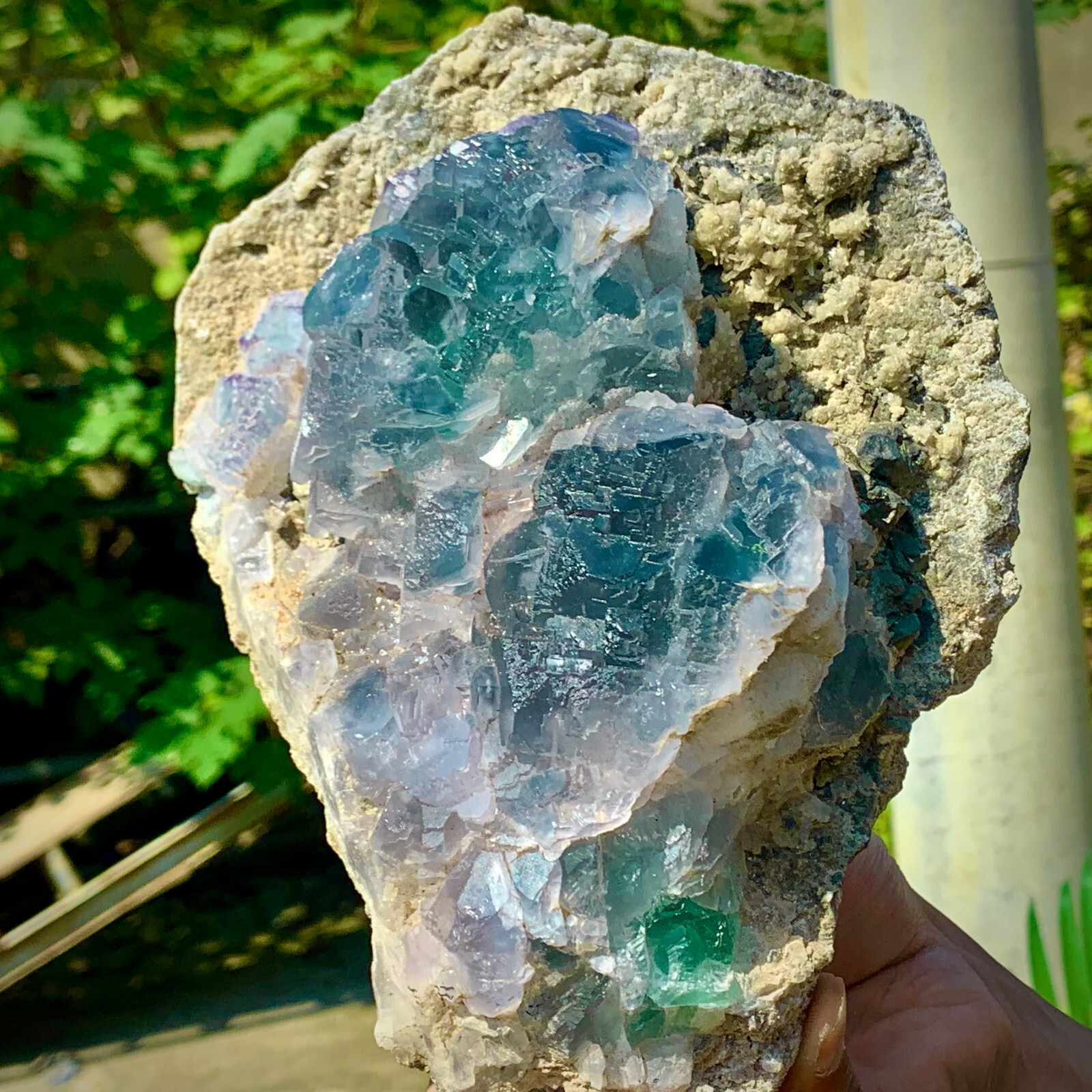 5LB pound rare transparent blue cubic fluorite mineral crystal sample/China-