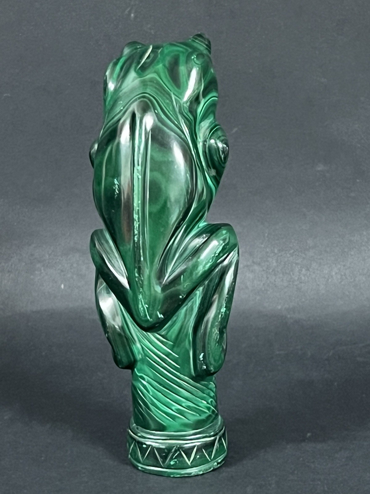 Carved and Polished Malachite Stone Frog Animal Figurine Sculpture – Congo 6”