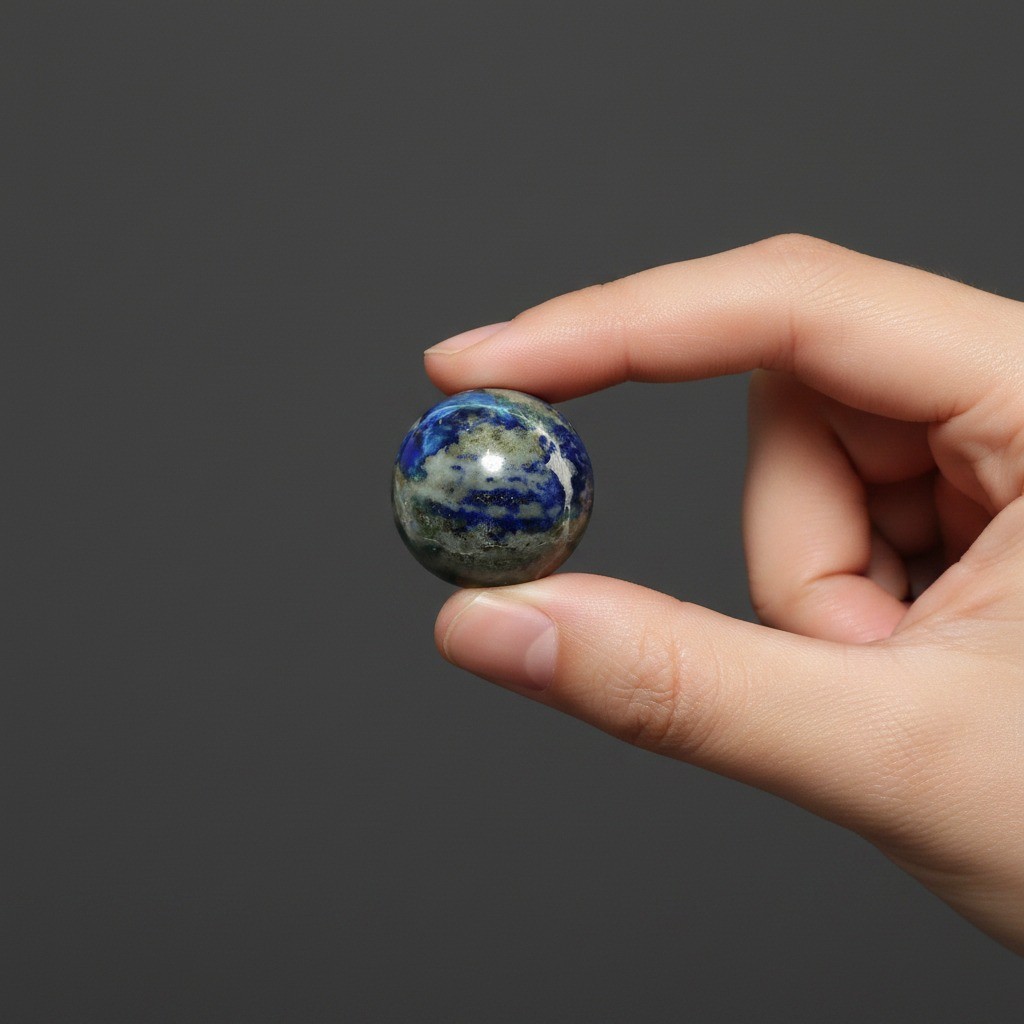 Lapis Lazuli Sphere Blue Mini Portable Crystal Ball Calcite Pyrite Marble Stone