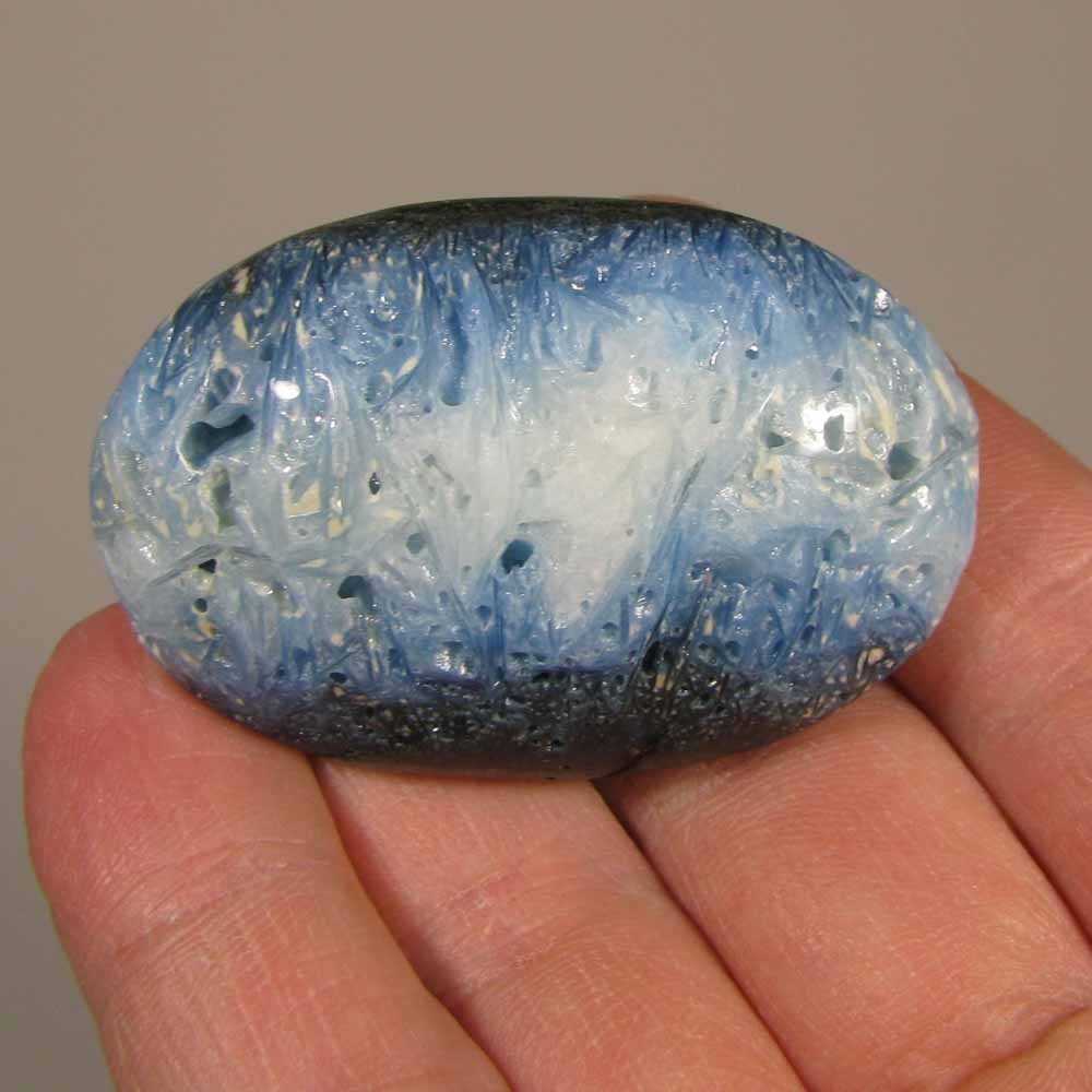 2″ Blue Ice GLACIERITE Polished Palm Stone – Indonesia