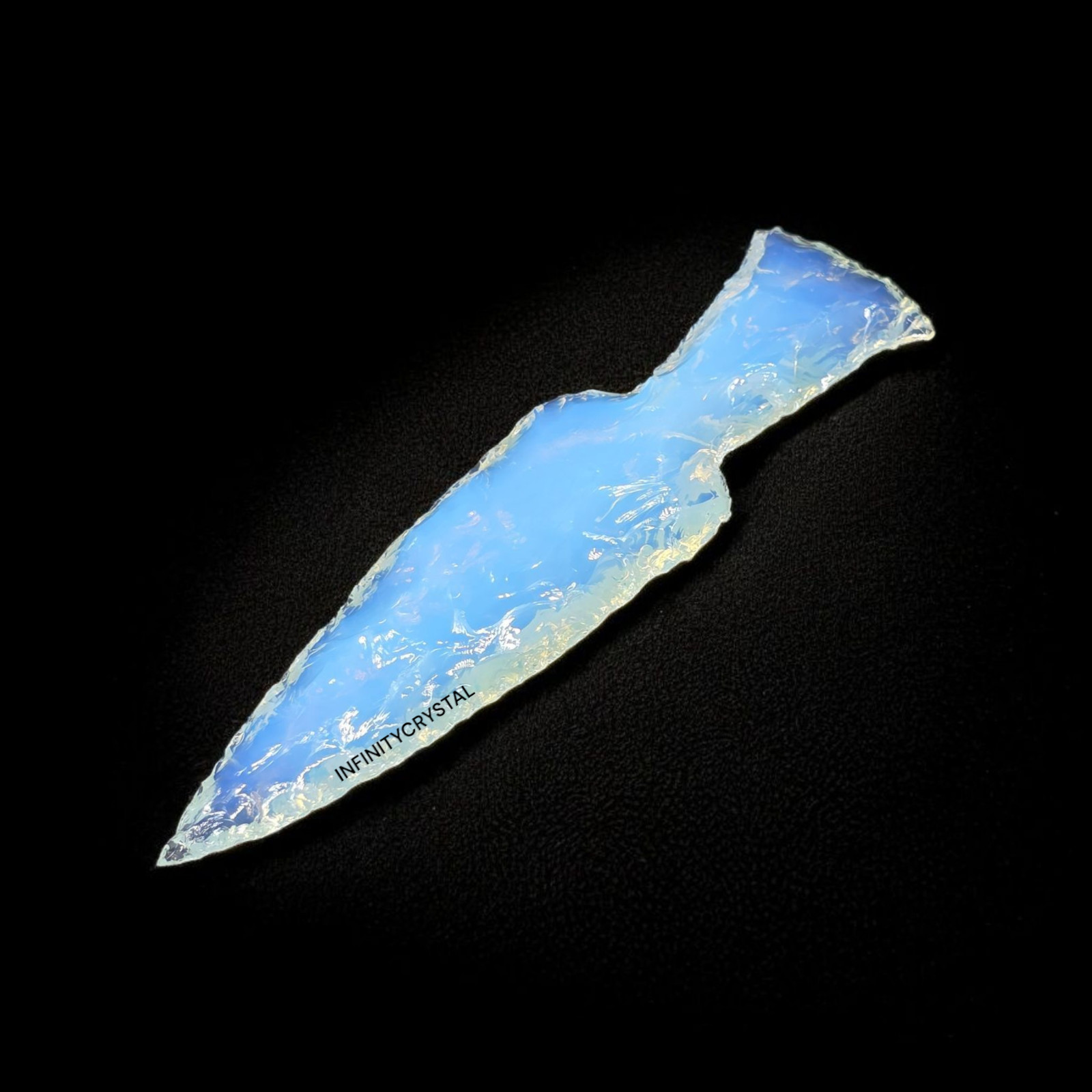 Opalite Crystal Knife Athame 5.5-6” Hand-Knapped Dagger Ritual Blade Wiccan Tool