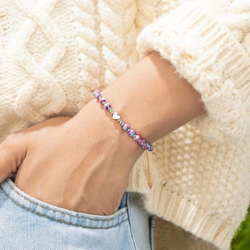 Birthday Bracelet: Natural Stone Healing Bracelet 6mm Emperor Purple