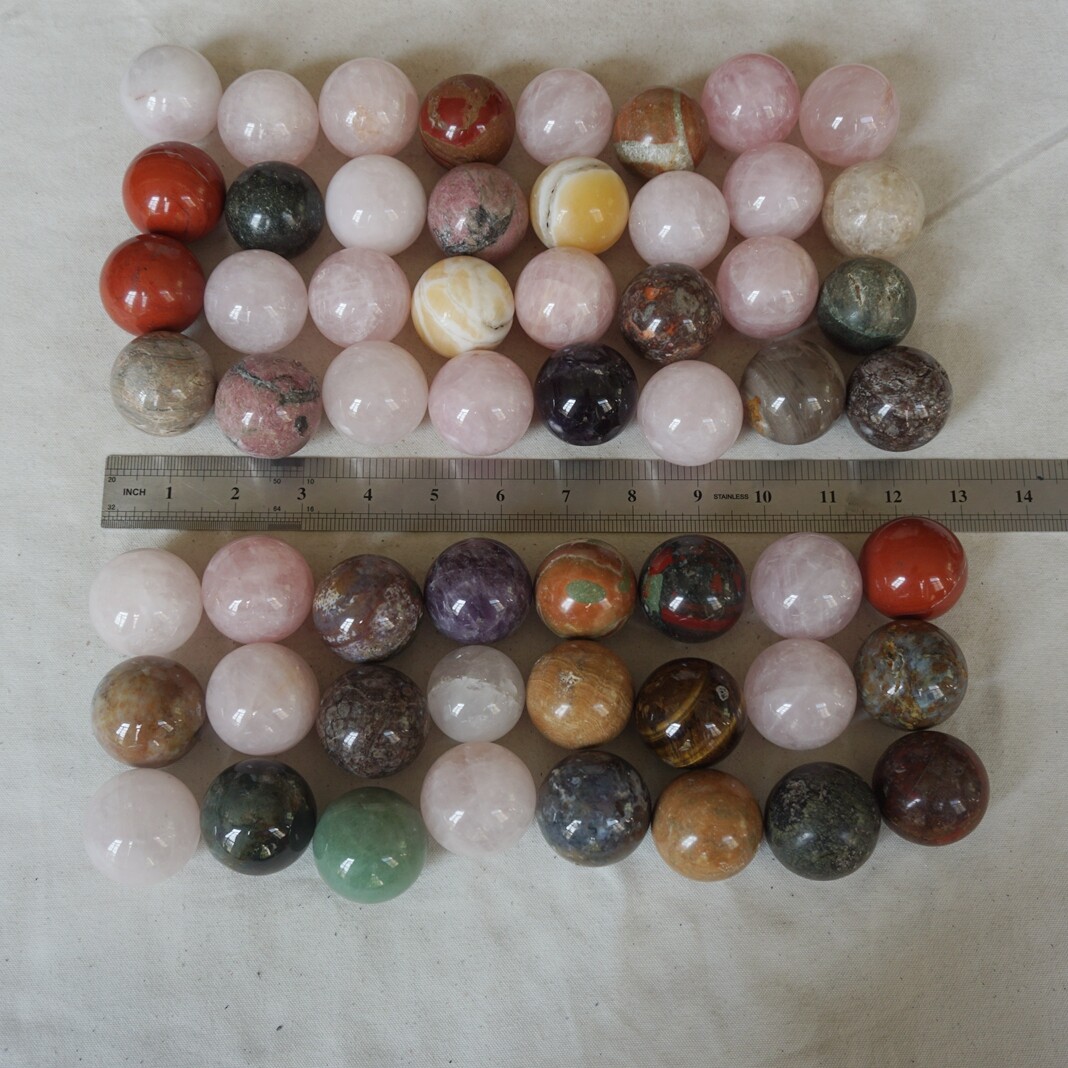 10Pcs Natural Quartz Crystal Jasper Sphere Ball Diverse Rock Tumbles Healing 4cm
