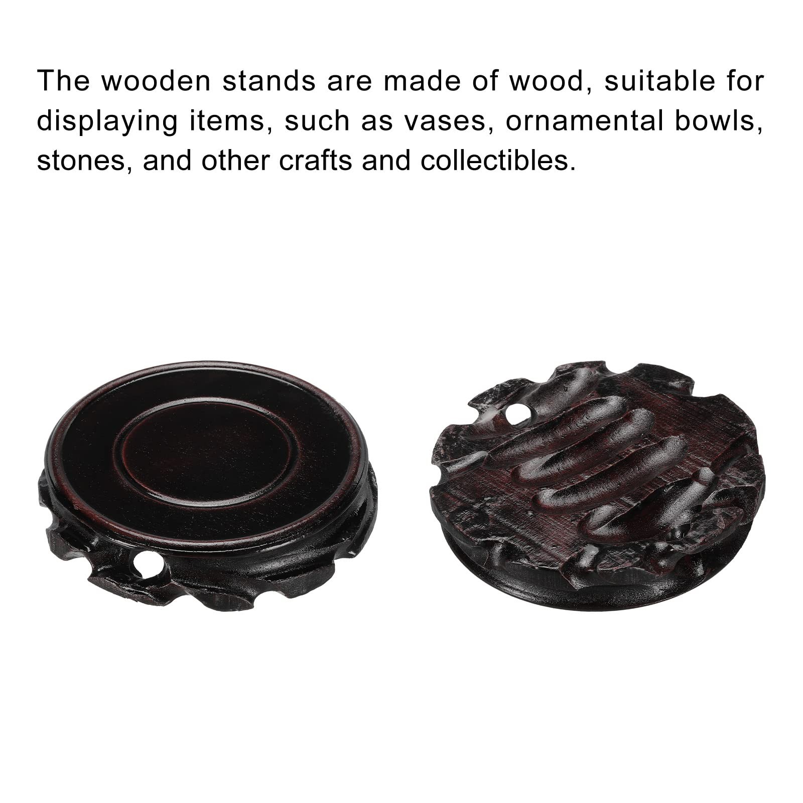 Wooden Stand Holders Displays Base 100mm Diameter Black for Vase Bonsai Stone…