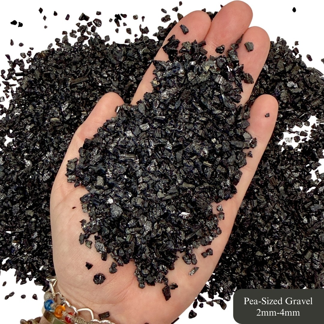 Crushed Black Tourmaline A+ Chips, 2mm-4mm, for Orgone Pyramids, Resin Art
