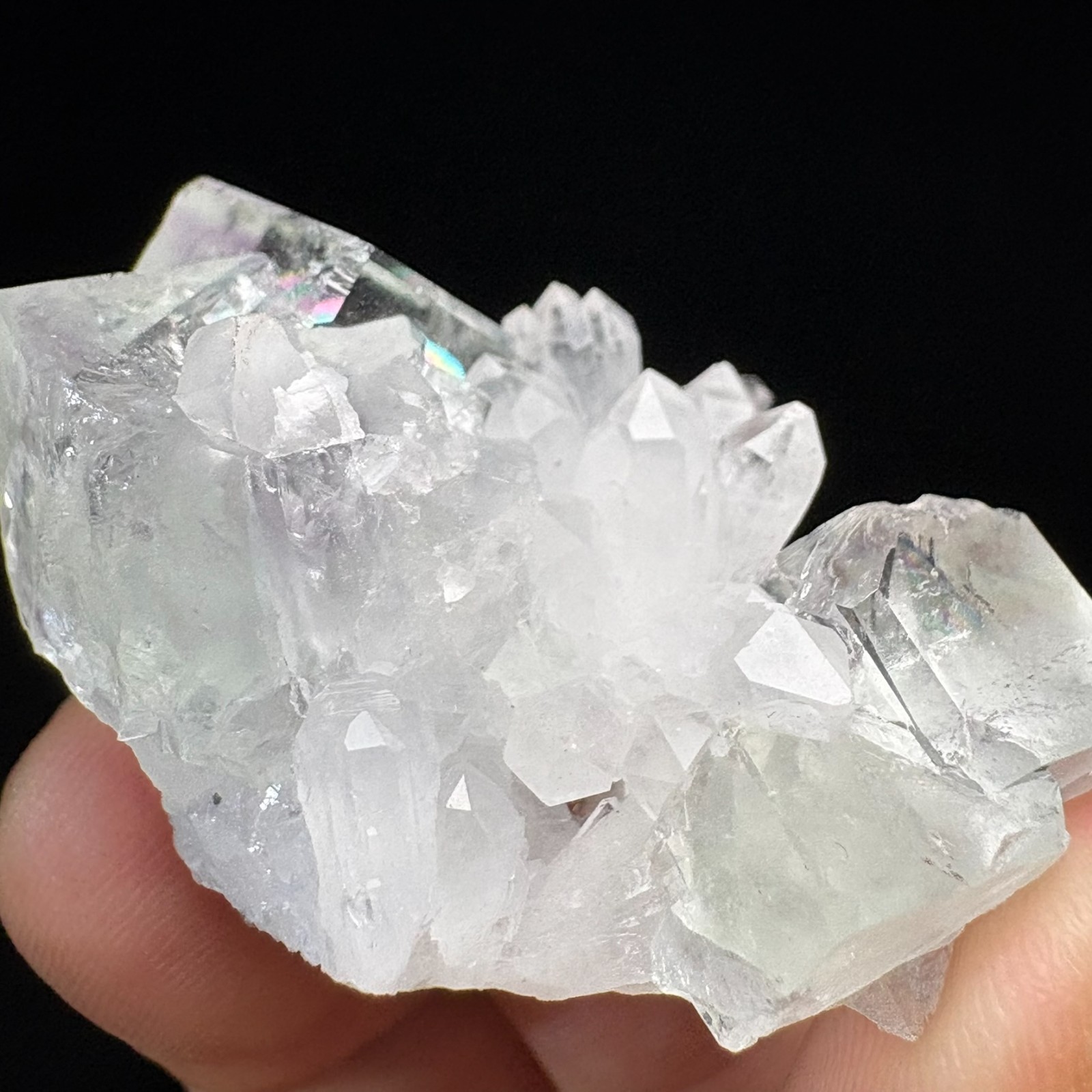 Natural Water-Clear Fluorite w/ Quartz Rare Specimen Raw Mineral w/ Acrylic Base