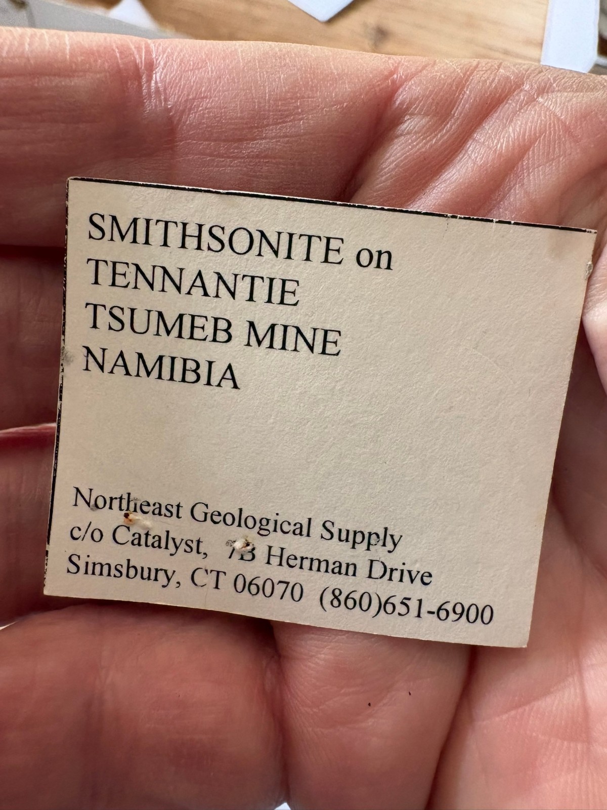 Smithsonite on Tennantite, “cobaltoan”, Tsumeb, Namibia
