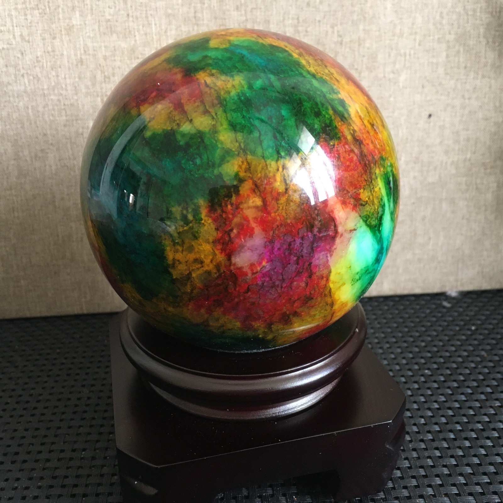 1496g “Seven Colors Jade” crystal sphere specimen -Taiwan China