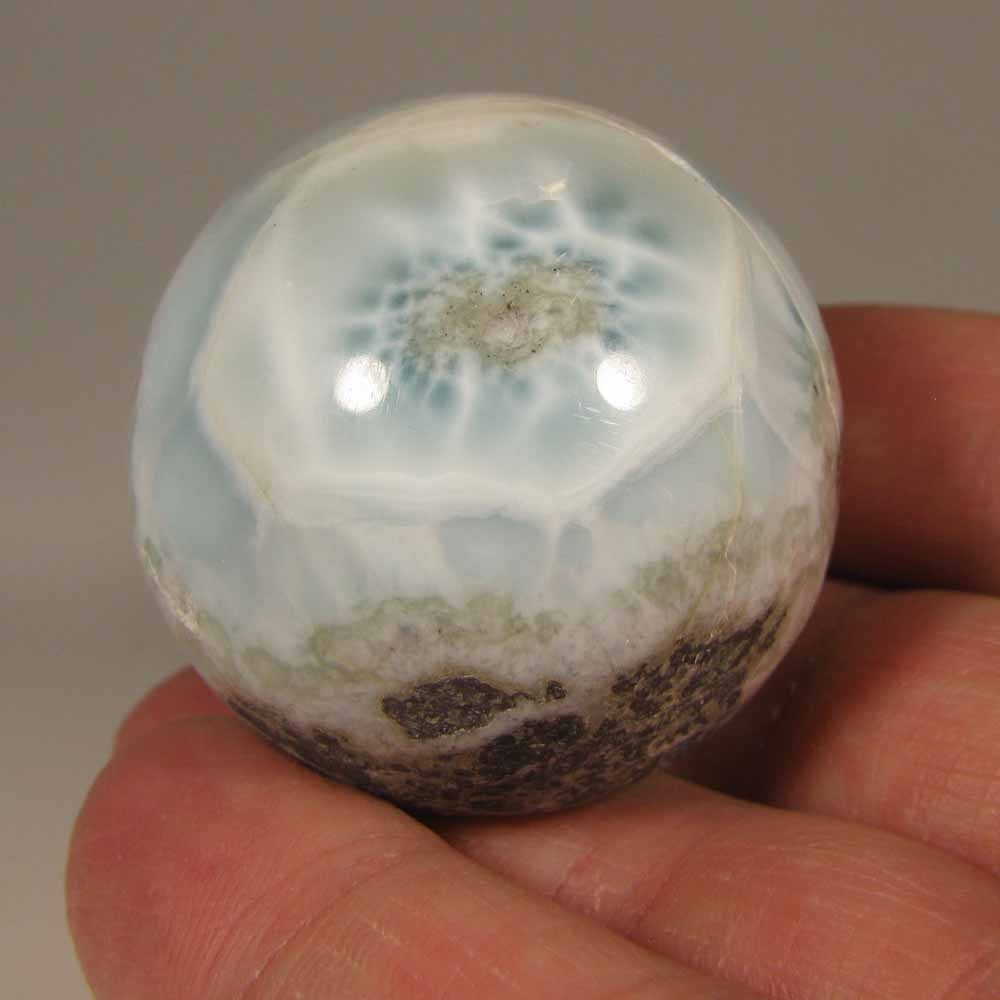 38mm Blue LARIMAR Polished Gemstone Sphere Ball w/ Stand – Dominican Republic