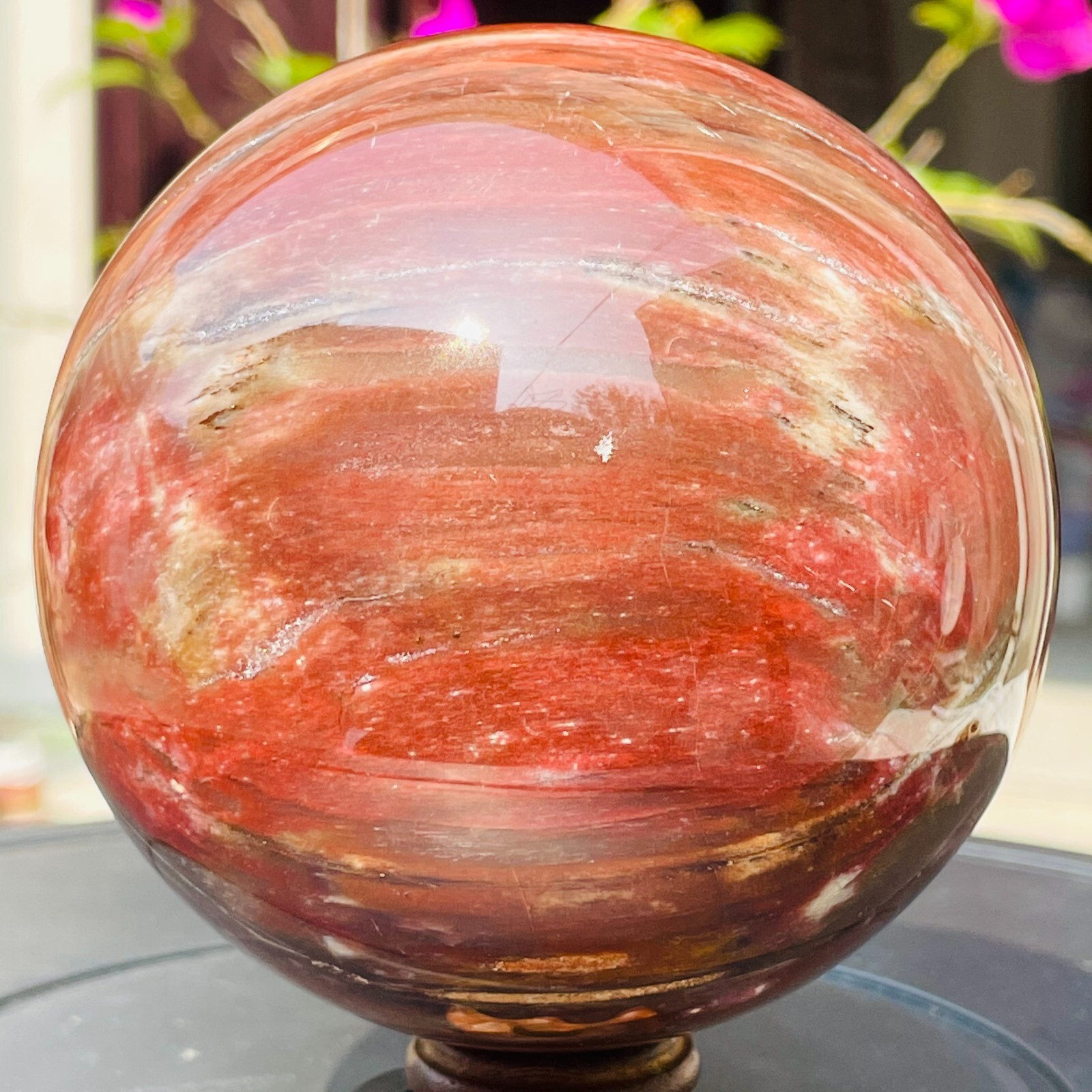 1196g Large Red Petrified Wood Crystal Ball Fossil Polished Sphere Specimen