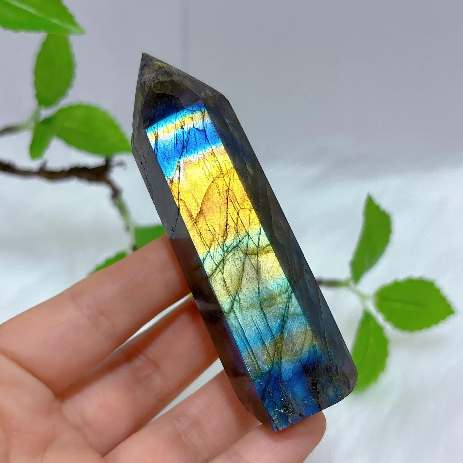 3.15″-3.54″ Natural Labradorite Crystal Tower Healing Crystal Obelisk Reiki Gift