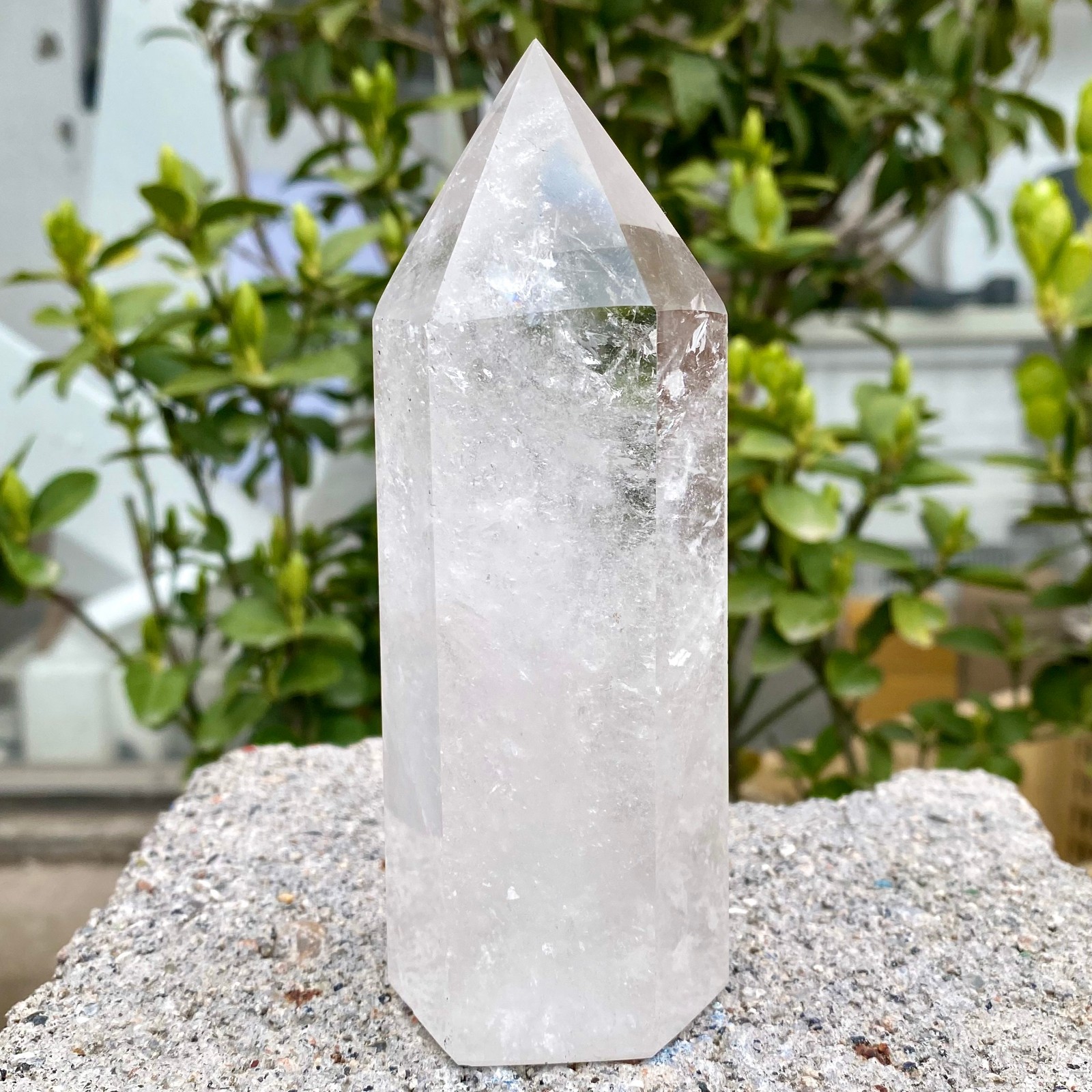 1.01LB Natural Clear White Crystal Obelisk Transparent Quartz Energy Column Reik