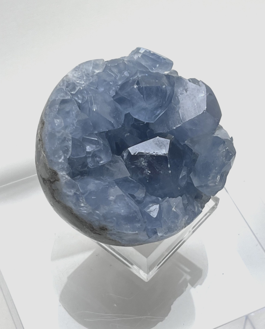 Natural Blue Celestite Crystal Geode Cluster Sphere Specimen, 1 lb 4oz, 3″