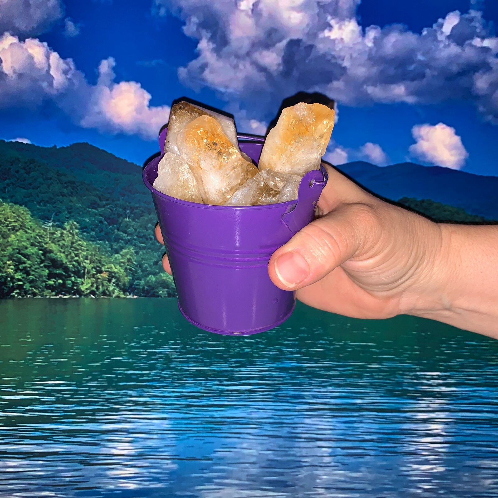 Bucket Full of Citrine Points Rough + FREE faceted gemstone – Pick Bucket Color