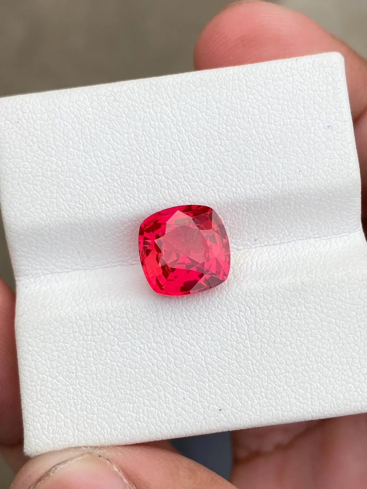6 Ct Lab Grown Orange Sapphire, 10x10mm Cushion Cut Loose Gemstone .