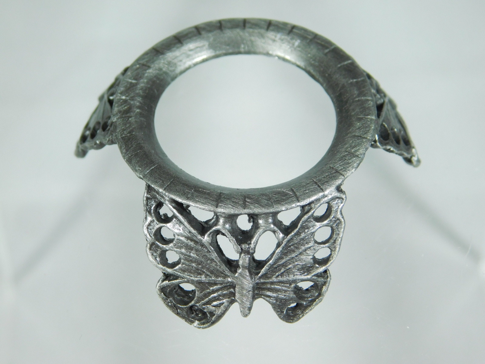Sphere Display Stand BUTTERFLY Design Wing Holes Pewter Color