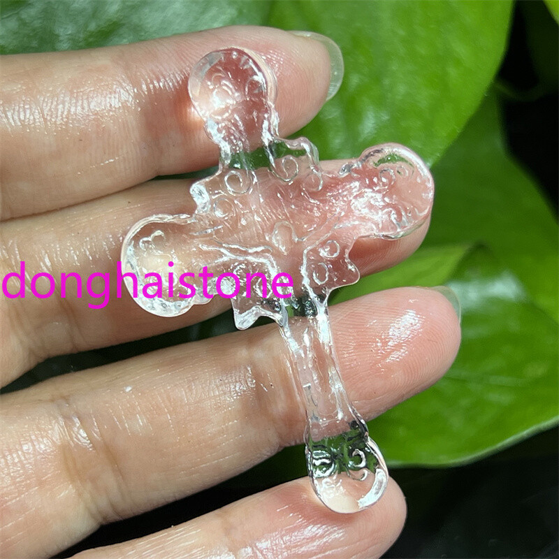 Gem grade Quartz Jesus cross Skull Quartz Crystal Skull Healing Pendant Gift 1PC