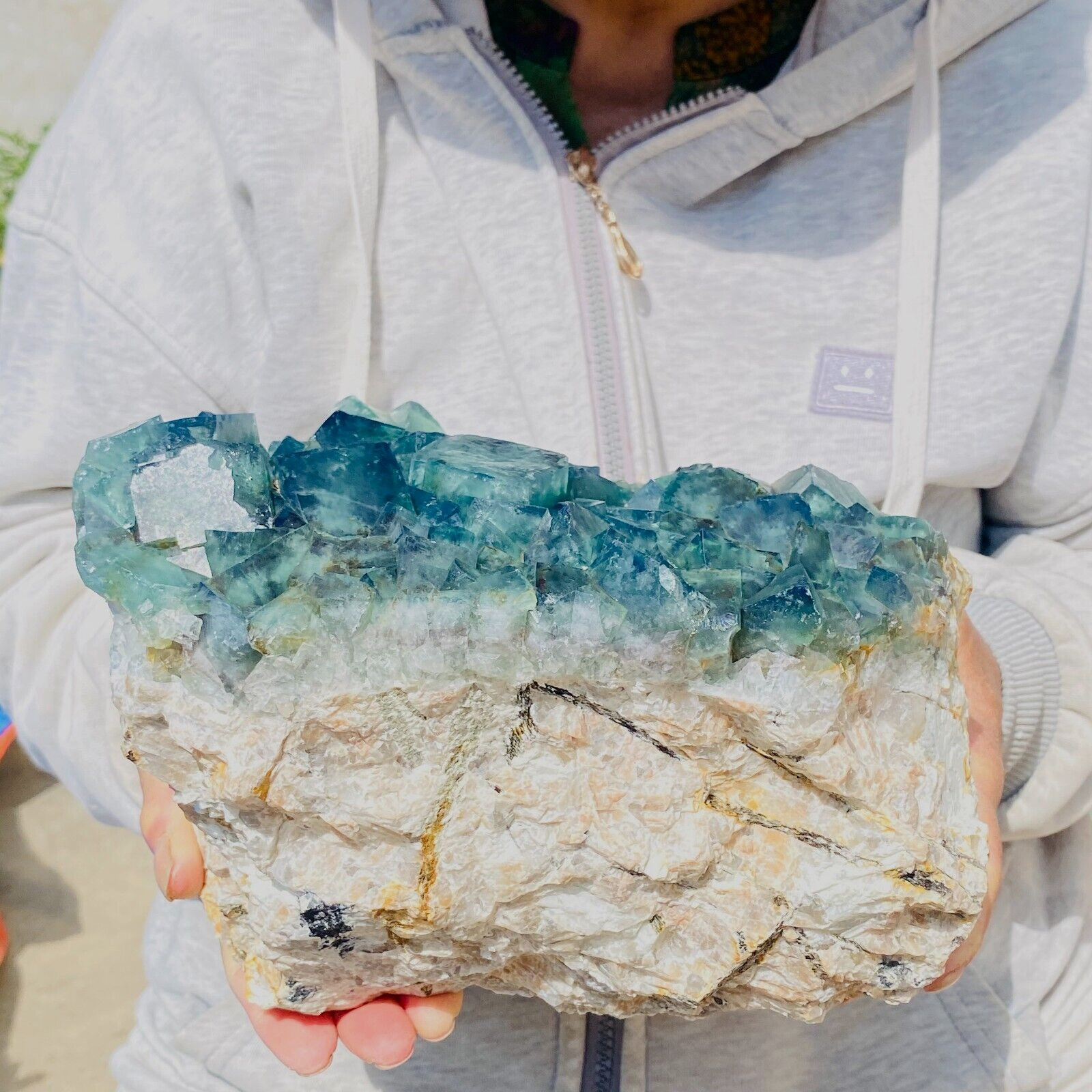 6070g Large Raw Natural Green Fluorite Cubic Crystal Cluster Rough Specimen