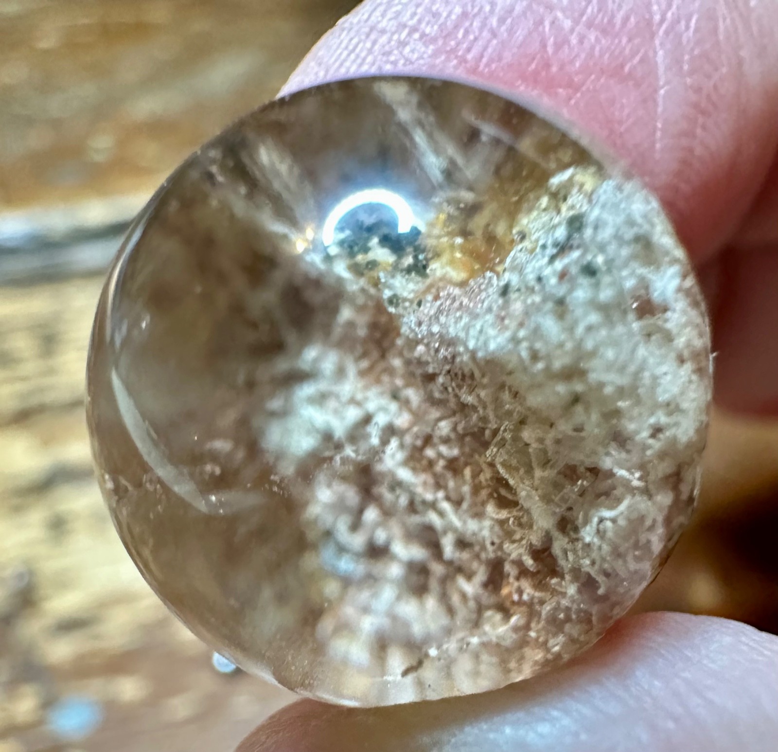 Teeny tiny super clear garden quartz crystal sphere with stand Free shipping