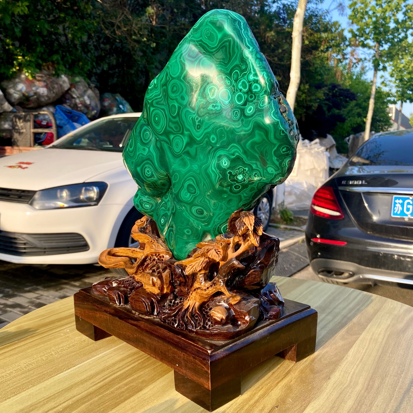 27.84LB Natural Polished Malachite Mineral freeform specimen Reiki Stone