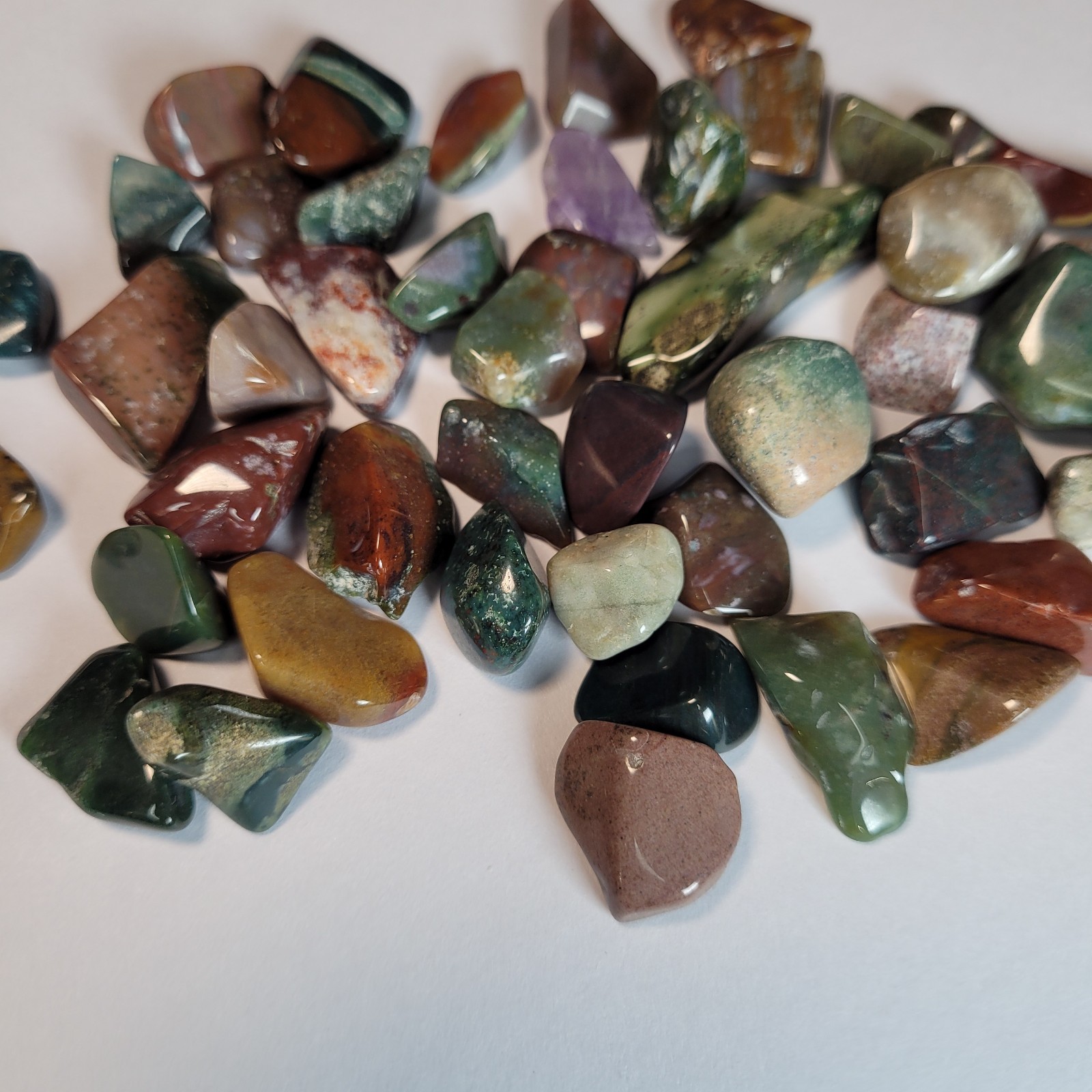 Ocean Jasper Natural Stone Tumbles in Vintage 4 oz Apothecary Glass Jar *Video*