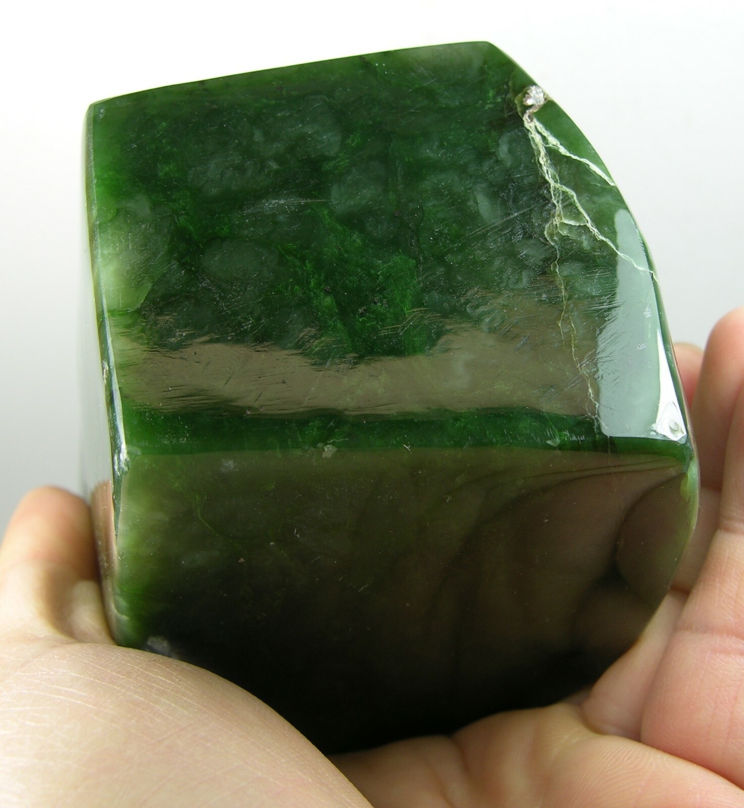 1393g Russia 100% Natural Rough Green Jade Block Specimen 3 lb 1 1/8 oz 180mm