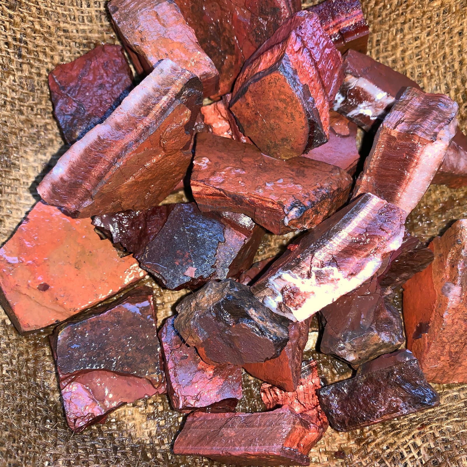 RED Tiger Eye Rough – 2000 Carat Lots + a FREE Faceted Gemstone