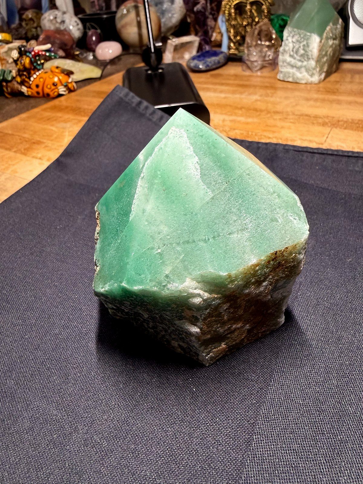 Green Aventurine Crystal Gemstone Six Sided Chiseled Point Specimen 335