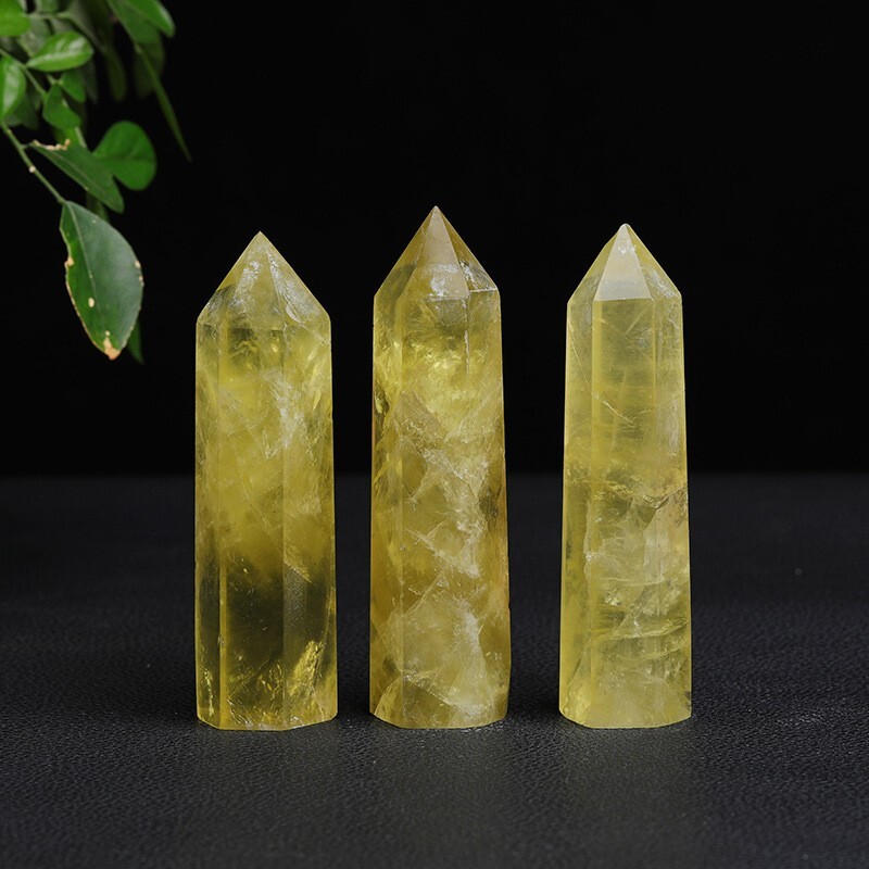 Natural Citrine Stone Healing Crystal Wands Reiki Obelisk Point Tower Decoration