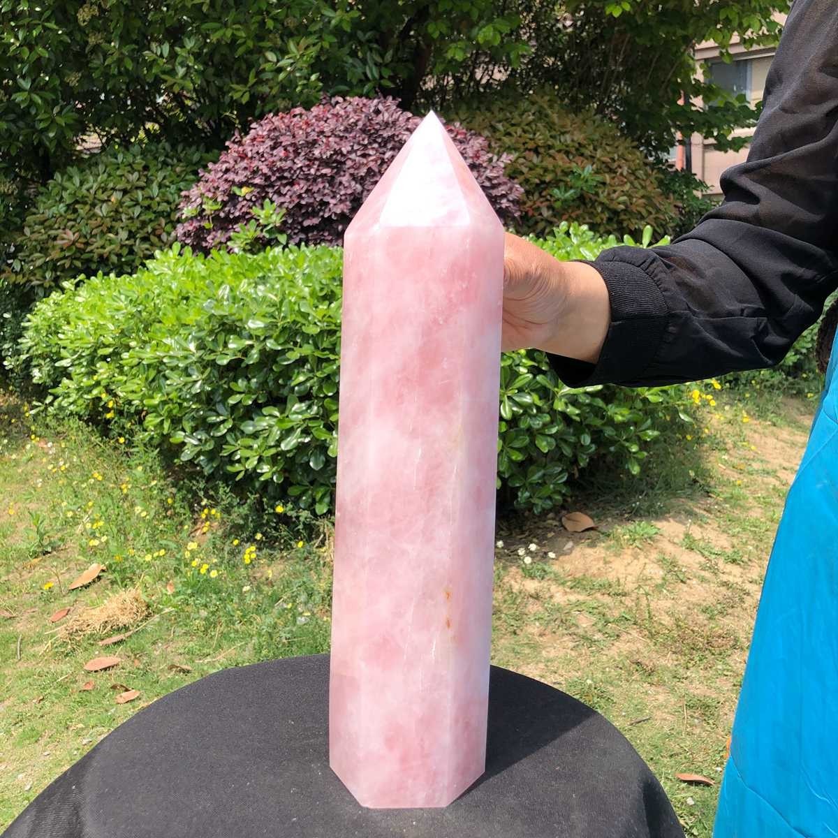 9.19LB Natural rose quartz obelisk pink crystal tower point healing decor