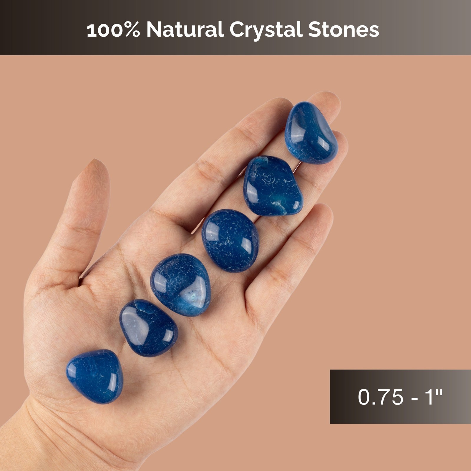 Blue Agate Crystal Tumble Stone, Polished Stone for Meditation & Healing