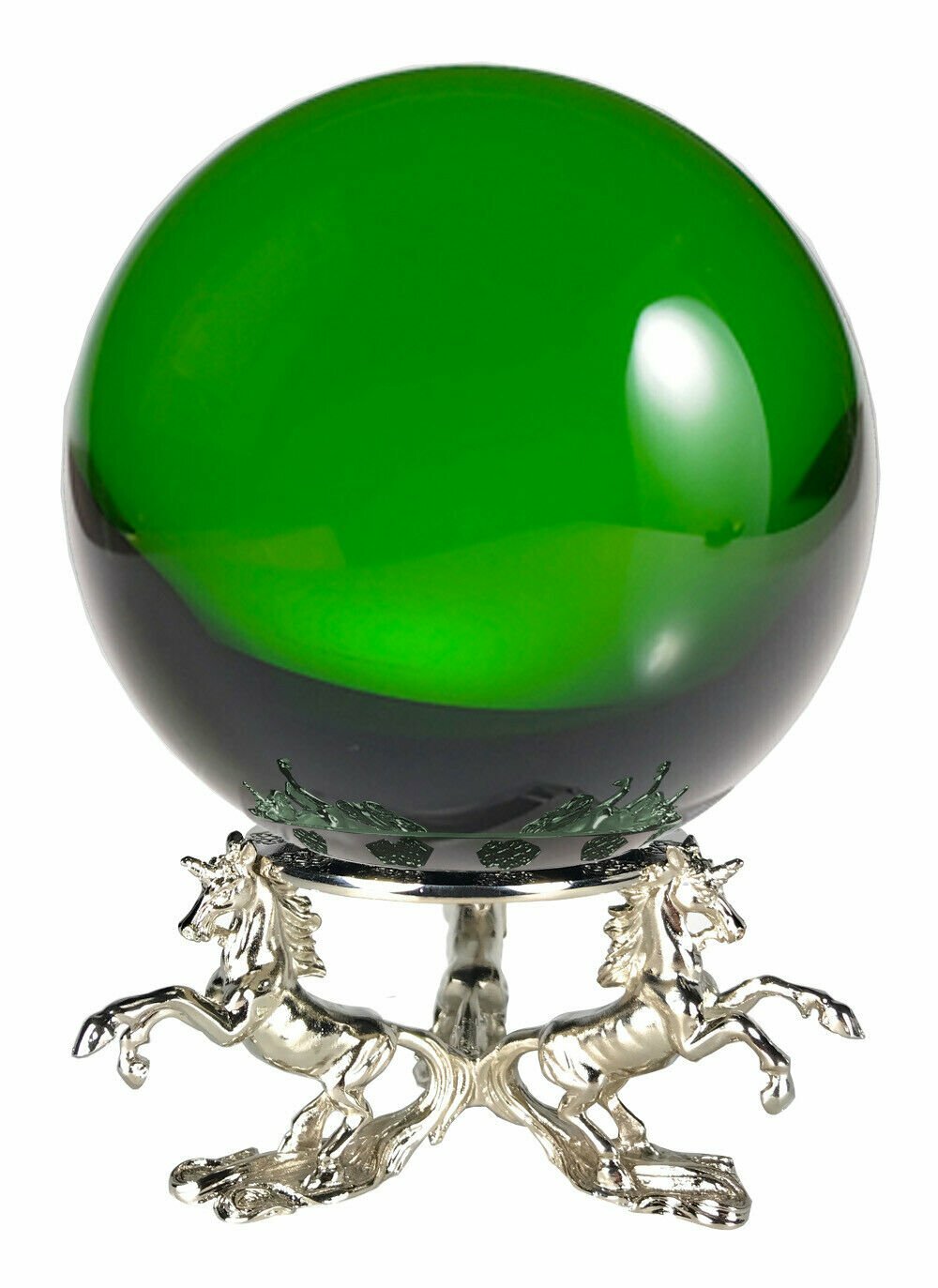 6in Crystal Ball Sphere for Feng Shui, Meditation, Decor, with Unicorn Stand.