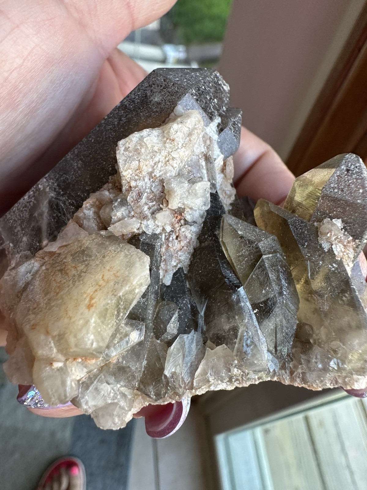 Smoky Quartz Crystal Cluster Natural Dark Brown Smoky Quartz Points Cluster 175g