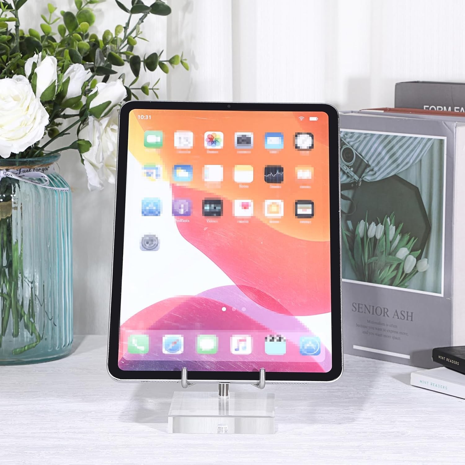 Clear Acrylic Display Stand Holder with Adjustable Metal Arms Display Easel S…
